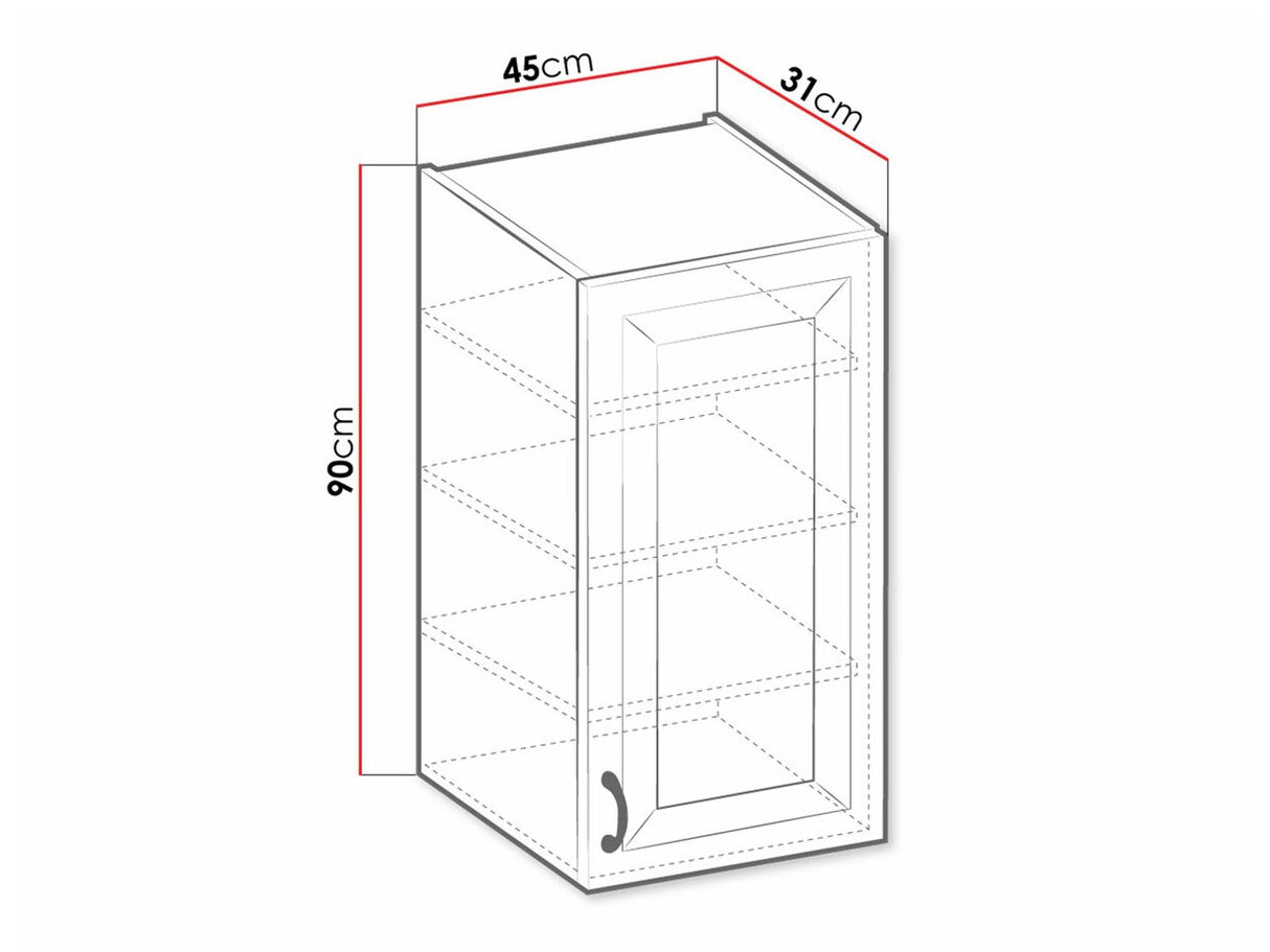 Moduláris fali szekrény 45 G-90 1F RETROLINE (Artisan tölgy + Grafit)