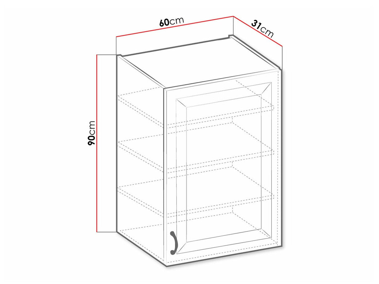 Moduláris fali szekrény 60 G-90 1F RETROLINE (Fehér)
