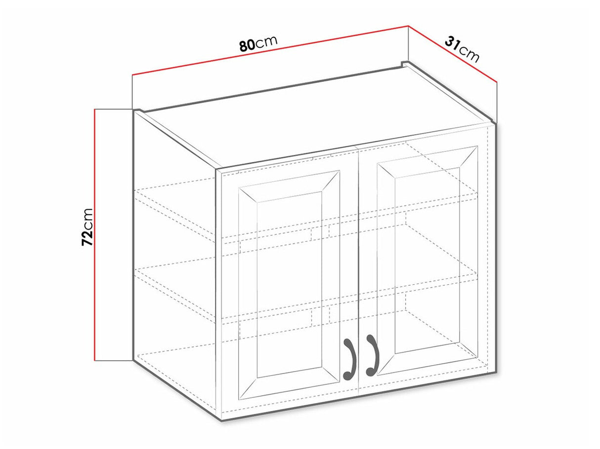 Moduláris fali szekrény 80 G-72 2F RETROLINE (Fehér)