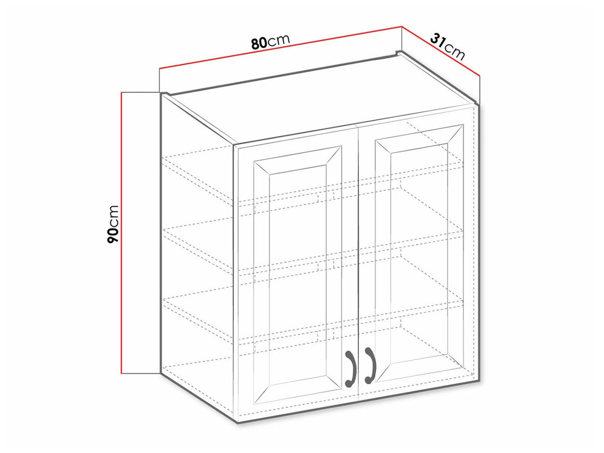 Moduláris fali szekrény 80 G-90 2F RETROLINE (Artisan tölgy + Grafit)