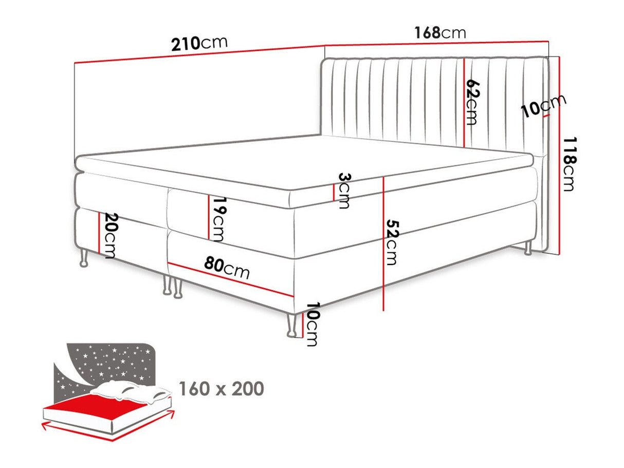 Kontinentális ágy ELEGANCE (Ratel), Szín: Fresh 32, Alvó felület mérete: 160 x 200 cm