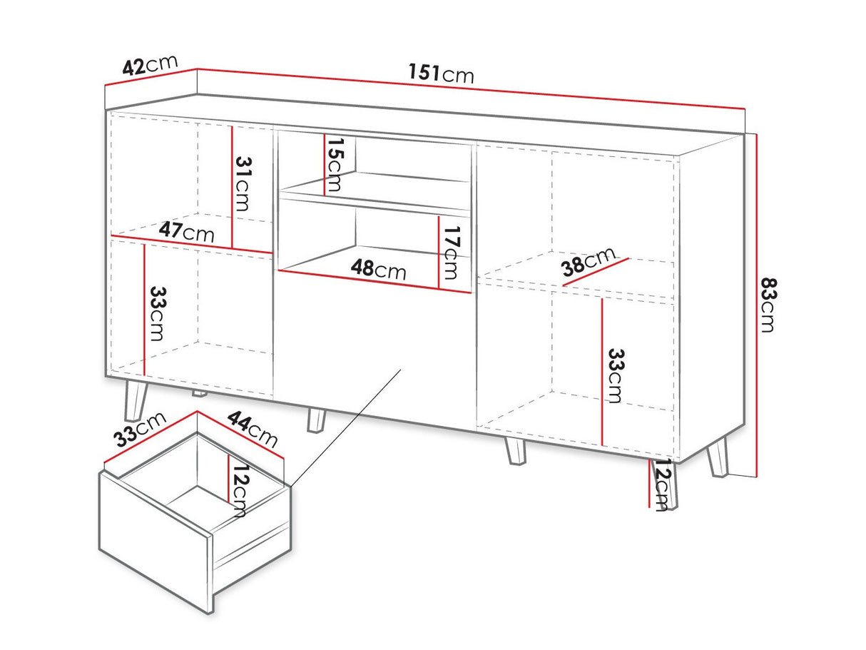 Komód VAMOS I (Tilderi 150) (Antracit)