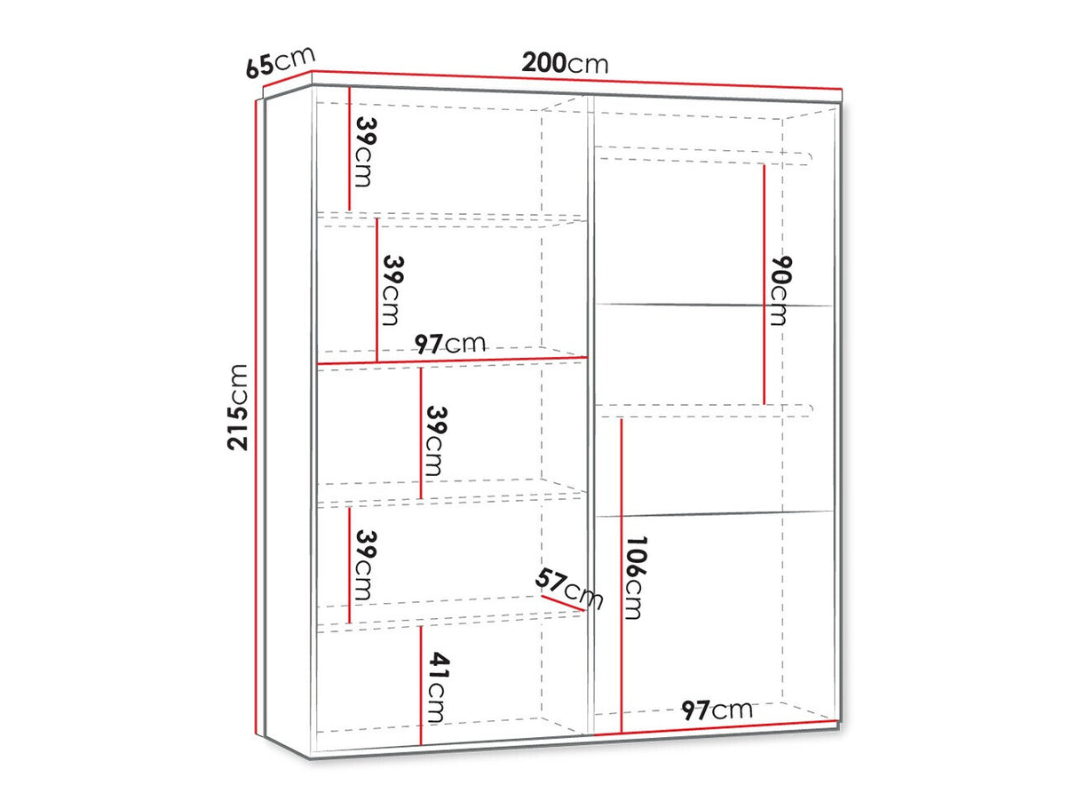 Gardróbszekrény VIGO 200), Szekrény szélessége: 200 cm