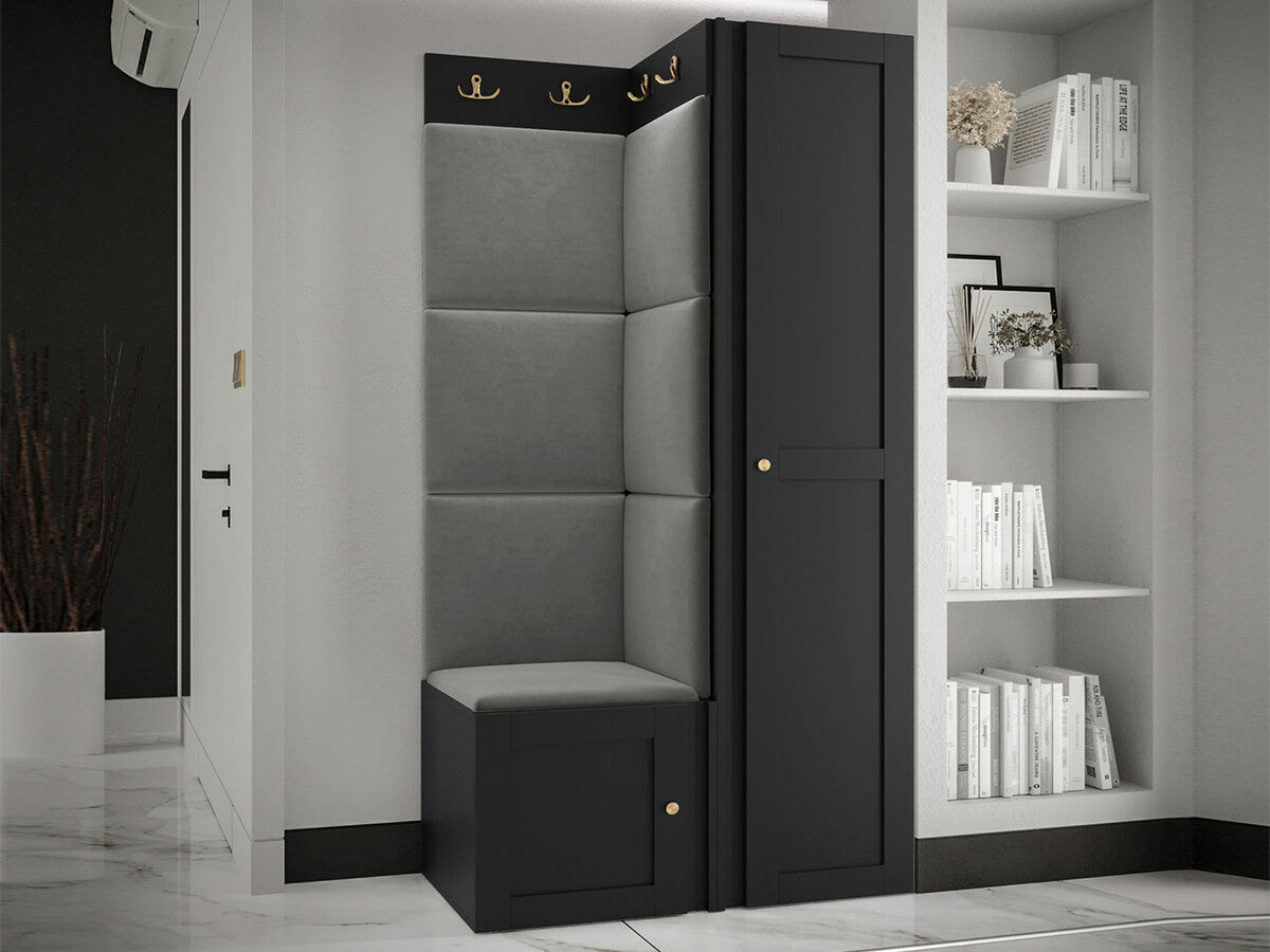 Előszoba garnitúra ORION RYFEL RAMIRO XXV, Keret színe: Fekete, Puha falpanel színe: Manila 16