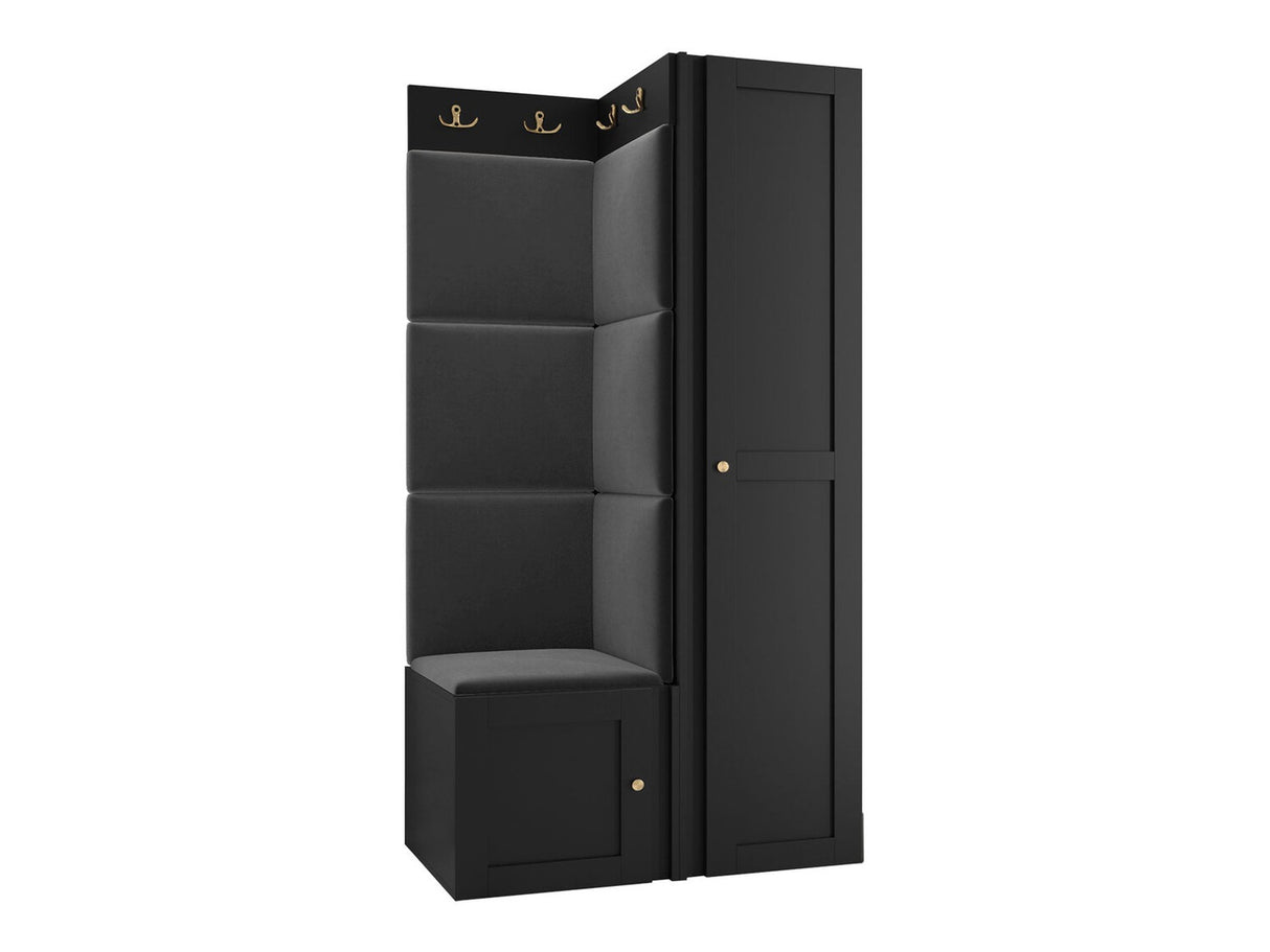 Előszoba garnitúra ORION RYFEL RAMIRO XXV, Keret színe: Fekete, Puha falpanel színe: Manila 18