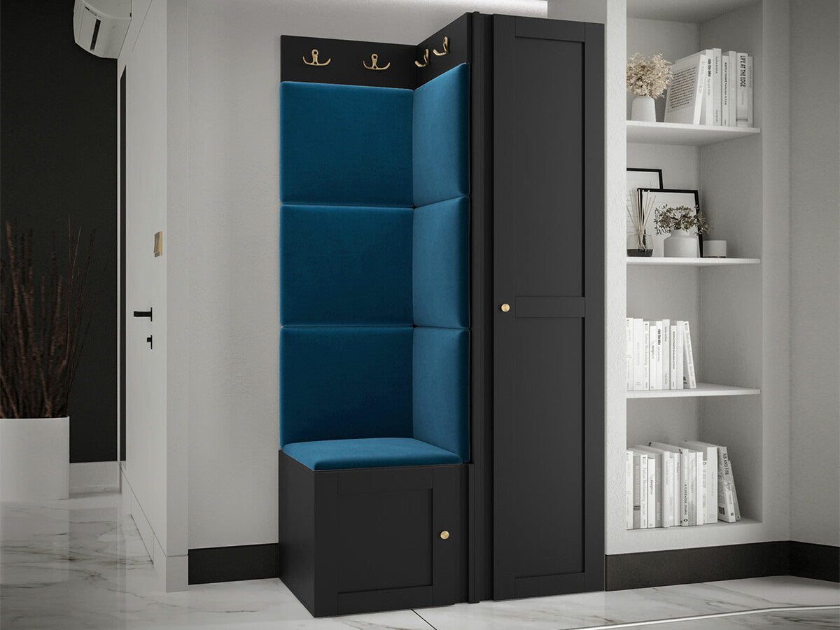 Előszoba garnitúra ORION RYFEL RAMIRO XXV, Keret színe: Fekete, Puha falpanel színe: Manila 26