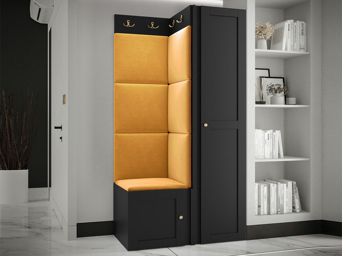 Előszoba garnitúra ORION RYFEL RAMIRO XXV, Keret színe: Fekete, Puha falpanel színe: Manila 32