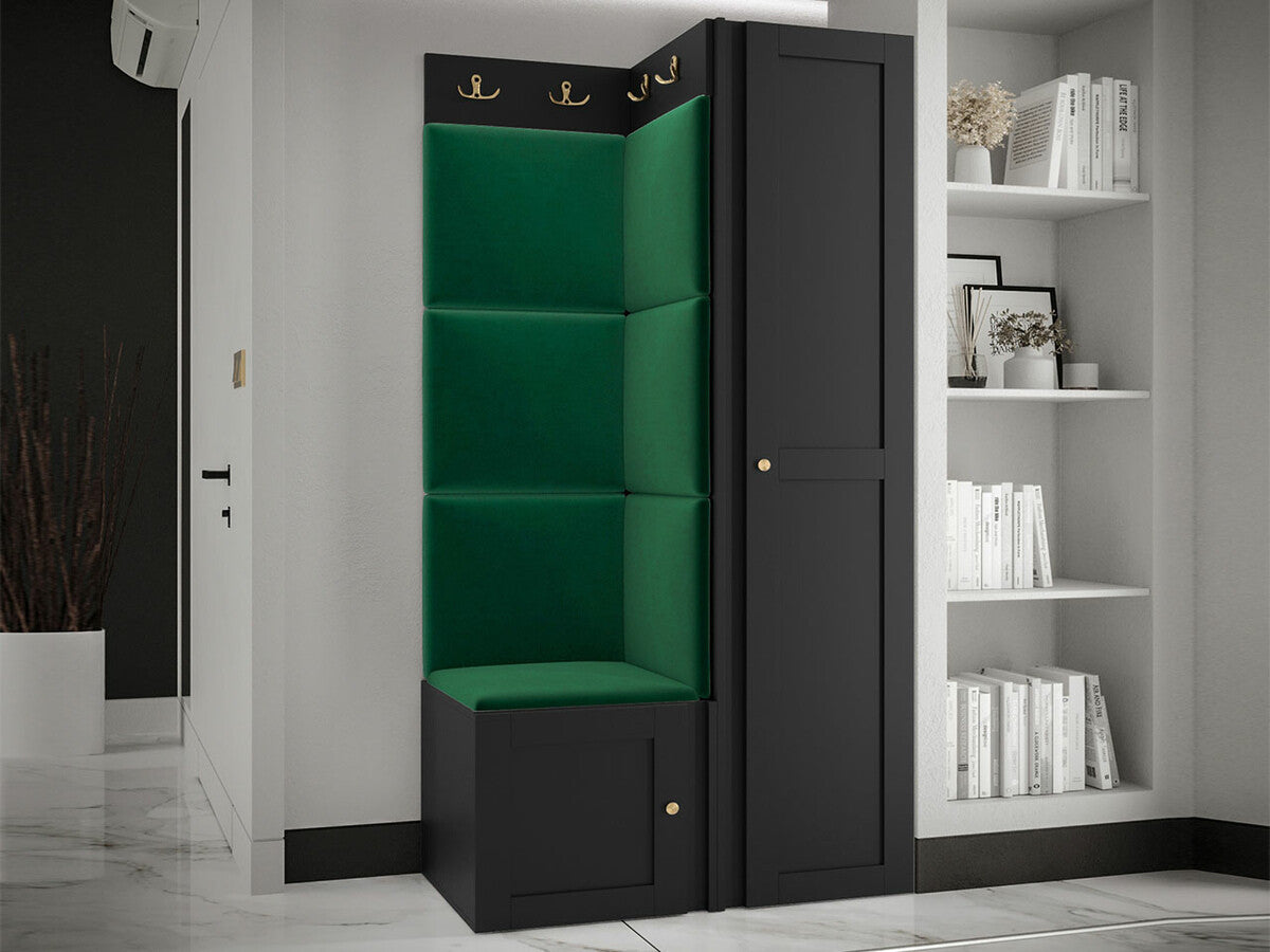 Előszoba garnitúra ORION RYFEL RAMIRO XXV, Keret színe: Fekete, Puha falpanel színe: Manila 35