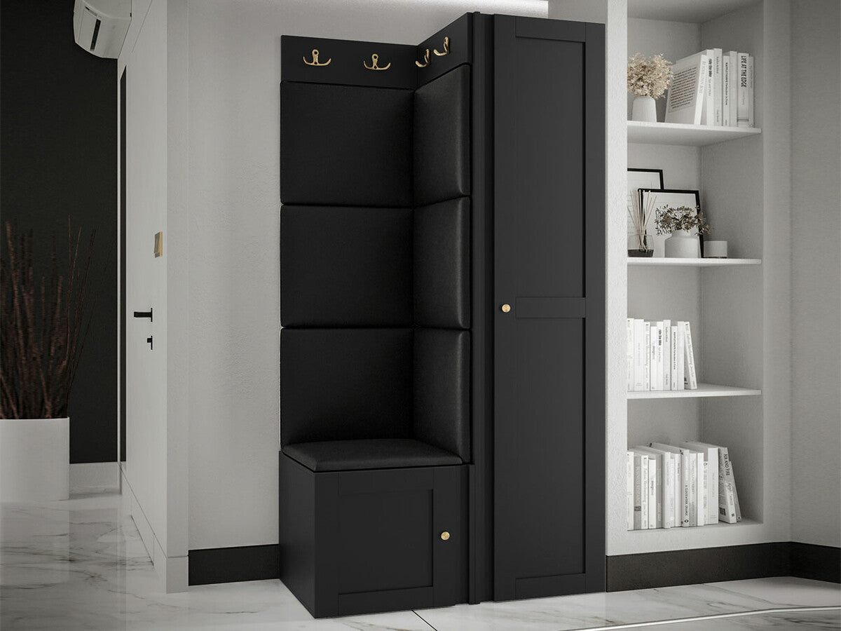 Előszoba garnitúra ORION RYFEL RAMIRO XXV, Keret színe: Fekete, Puha falpanel színe: Soft 011