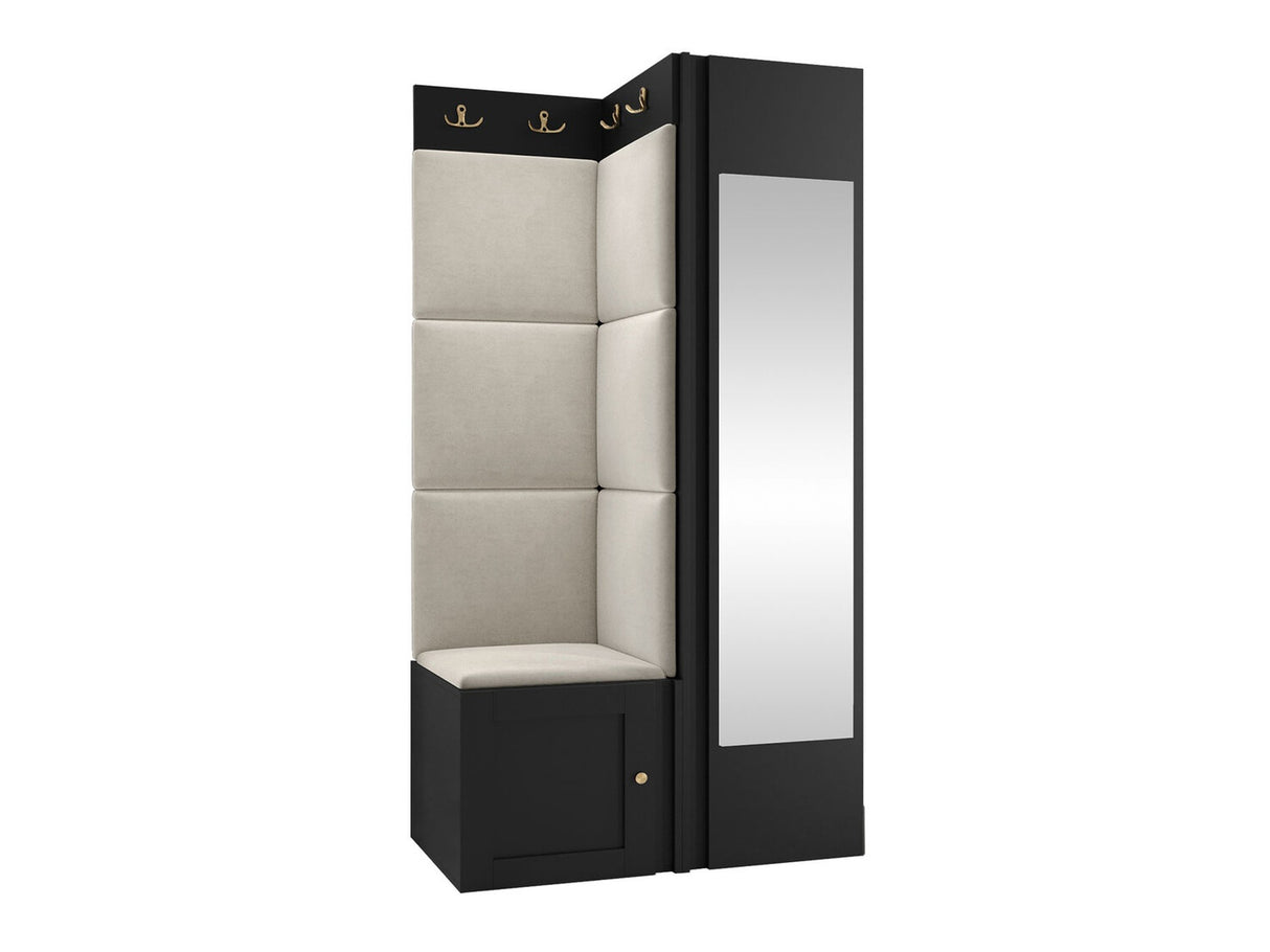 Előszoba garnitúra ORION RYFEL RAMIRO XXVI, Keret színe: Fekete, Puha falpanel színe: Manila 02