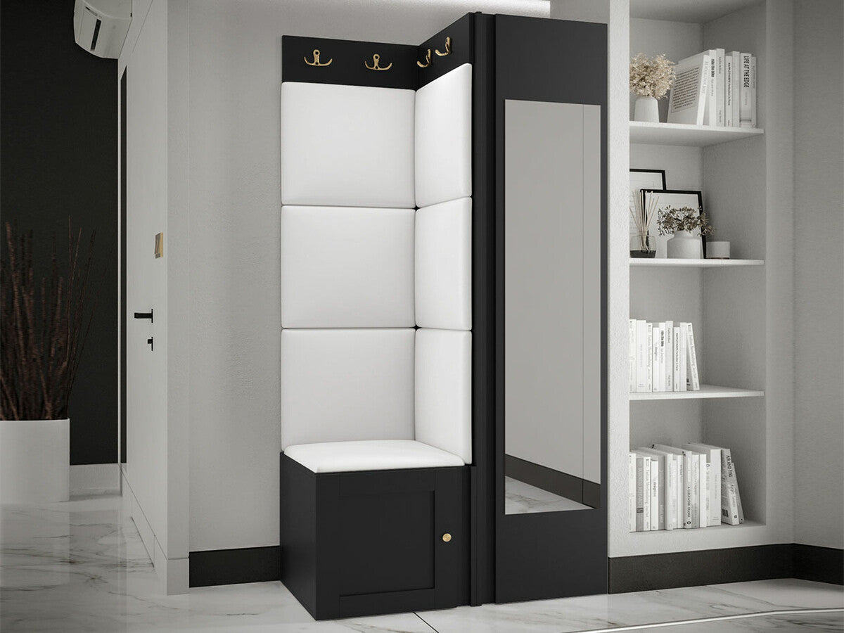 Előszoba garnitúra ORION RYFEL RAMIRO XXVI, Keret színe: Fekete, Puha falpanel színe: Soft 017