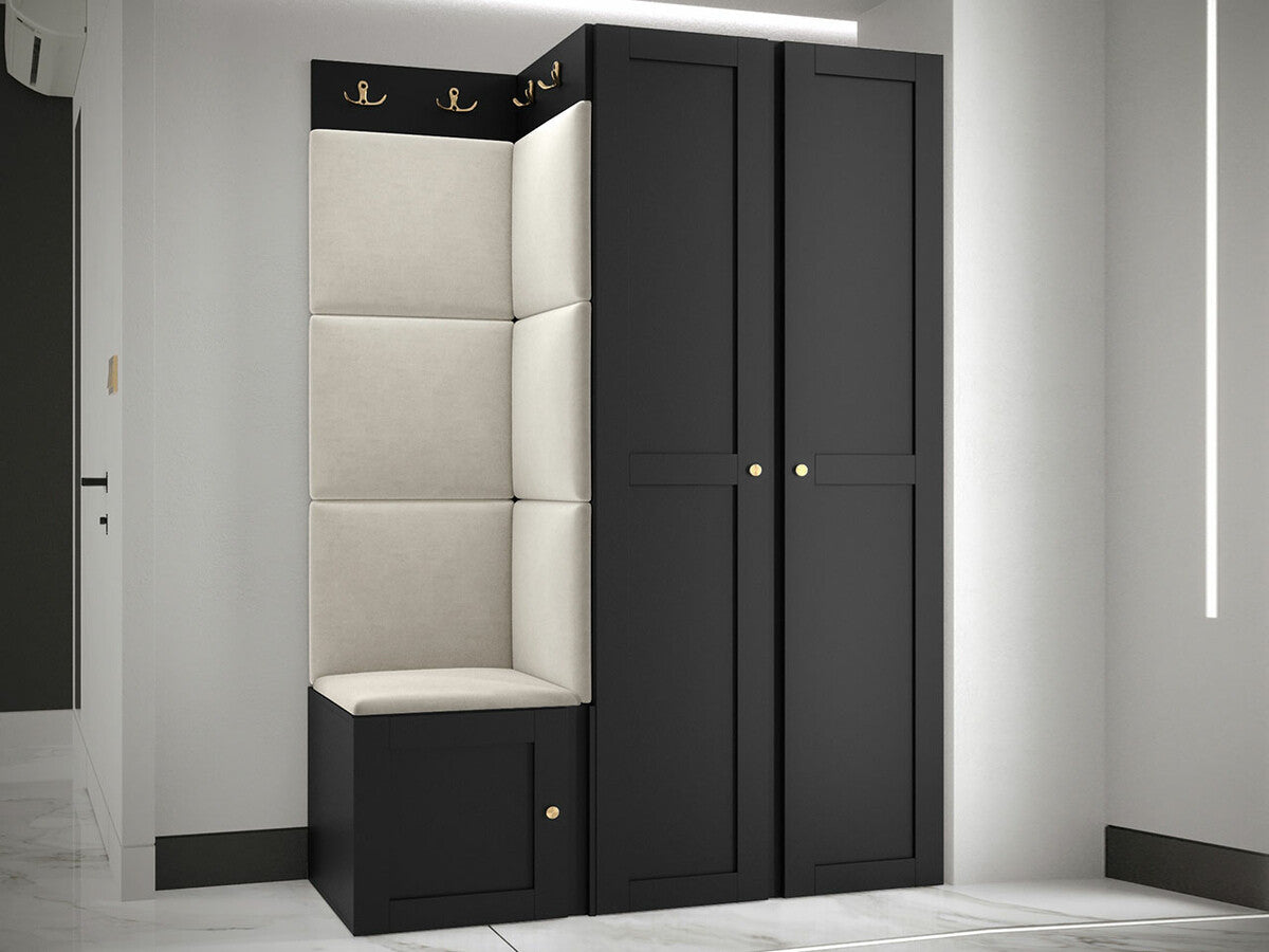 Előszoba garnitúra ORION RYFEL RAMIRO XXIII (Terospito), Keret színe: Fekete, Puha falpanel színe: Manila 02