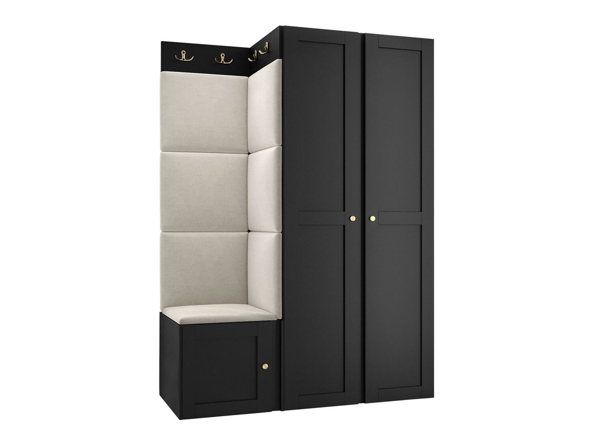 Előszoba garnitúra ORION RYFEL RAMIRO XXIII (Terospito), Keret színe: Fekete, Puha falpanel színe: Manila 02