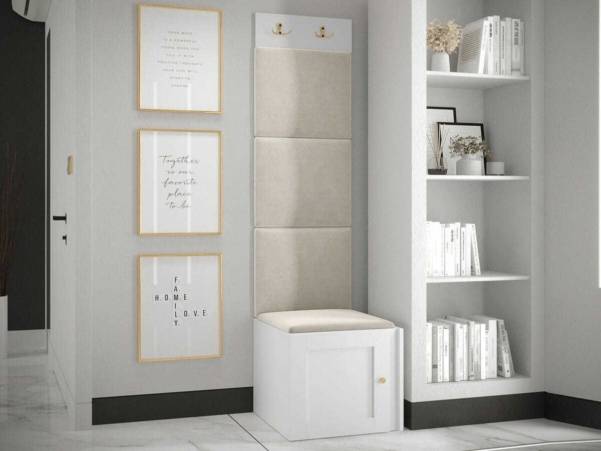 Előszoba garnitúra ORION RYFEL RAMIRO XXII (Terospito), Keret színe: Fehér, Puha falpanel színe: Manila 02