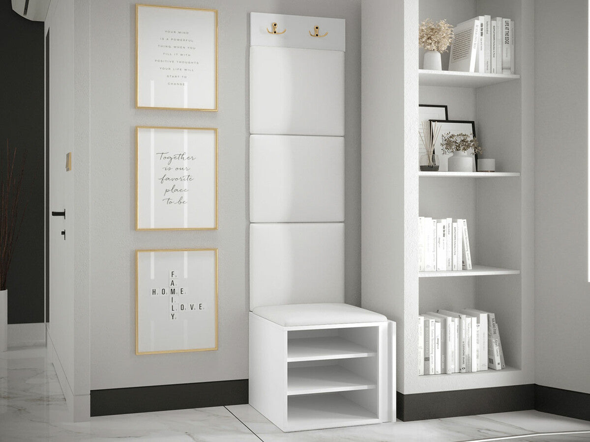 Előszoba garnitúra ORION RYFEL RAMIRO XXII (Terospito), Keret színe: Fehér, Puha falpanel színe: Manila 32