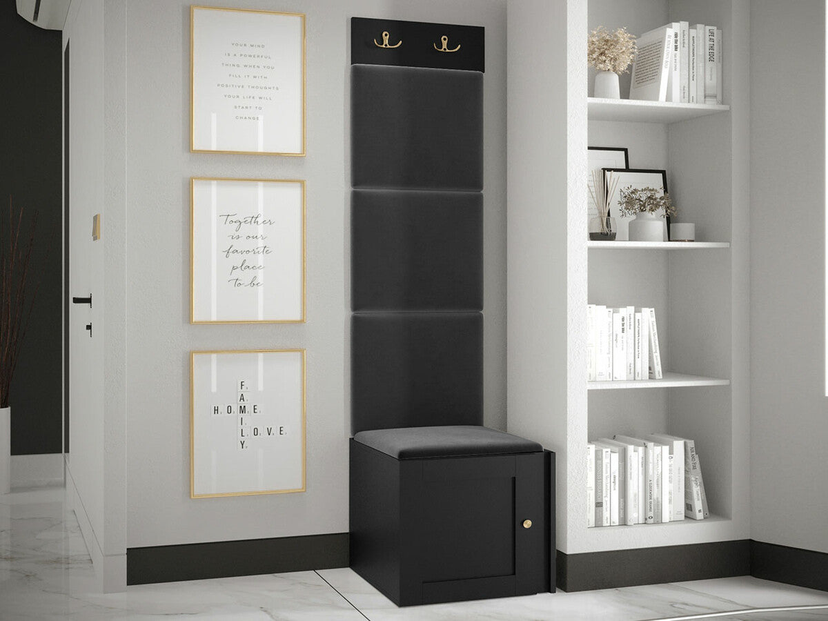 Előszoba garnitúra ORION RYFEL RAMIRO XXII (Terospito), Keret színe: Fekete, Puha falpanel színe: Manila 18