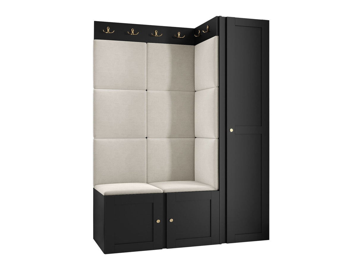 Előszoba garnitúra ORION RYFEL RAMIRO IX, Keret színe: Fekete, Puha falpanel színe: Manila 02