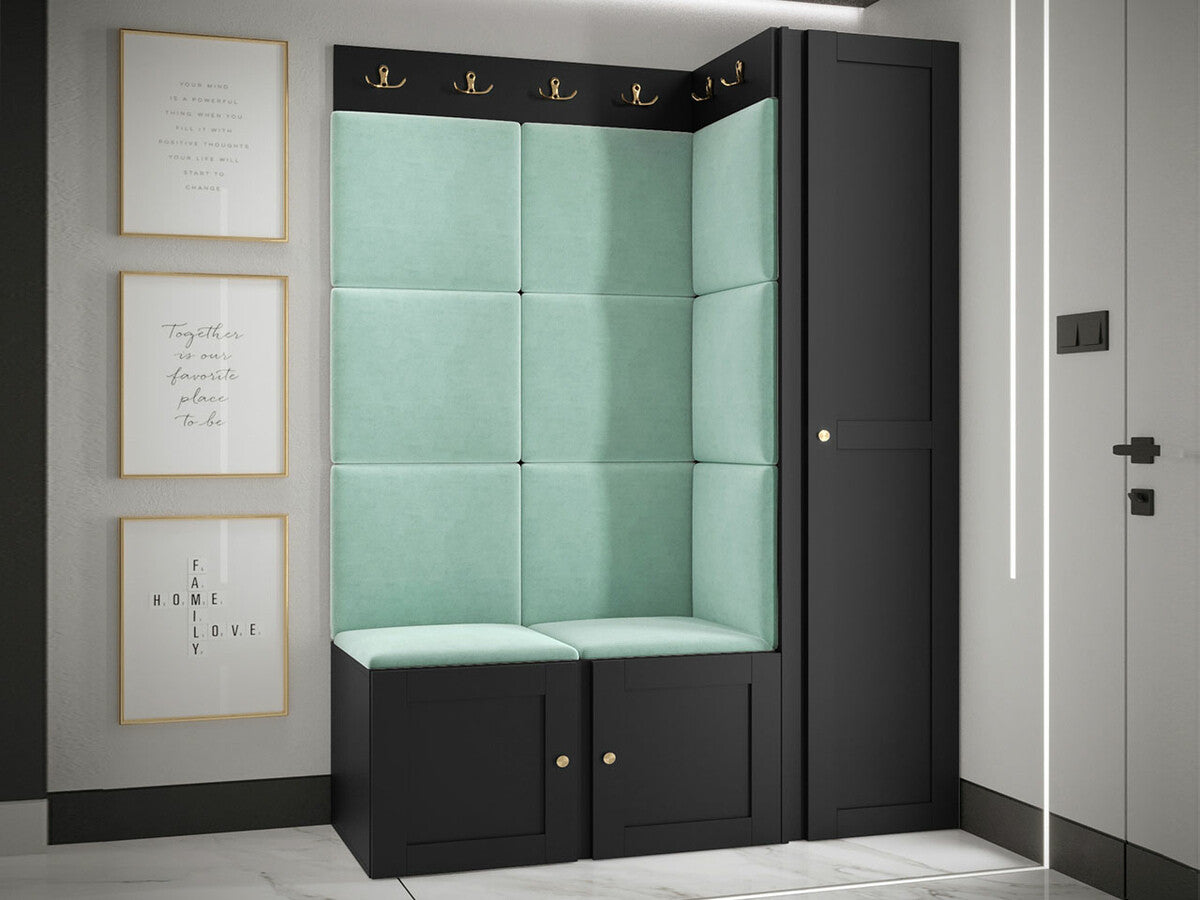 Előszoba garnitúra ORION RYFEL RAMIRO IX, Keret színe: Fekete, Puha falpanel színe: Manila 11