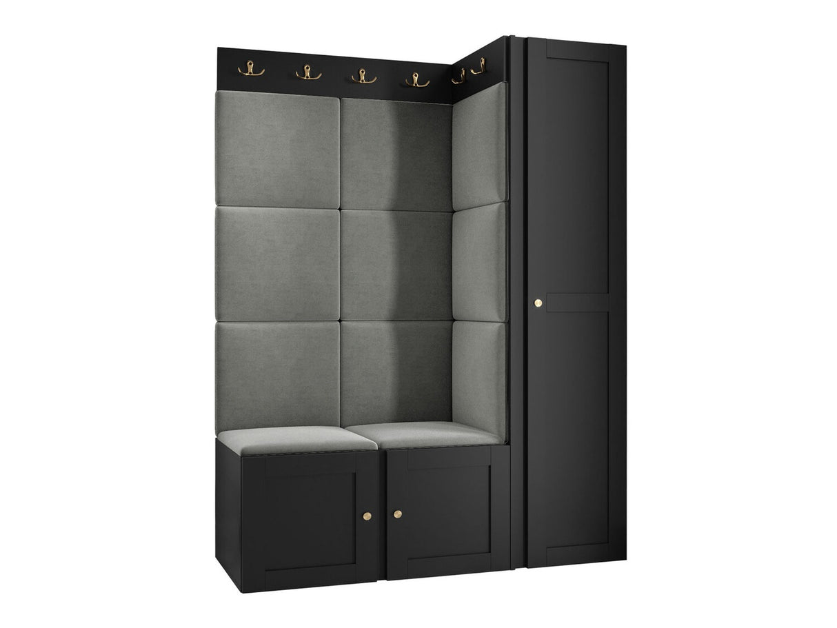 Előszoba garnitúra ORION RYFEL RAMIRO IX, Keret színe: Fekete, Puha falpanel színe: Manila 16