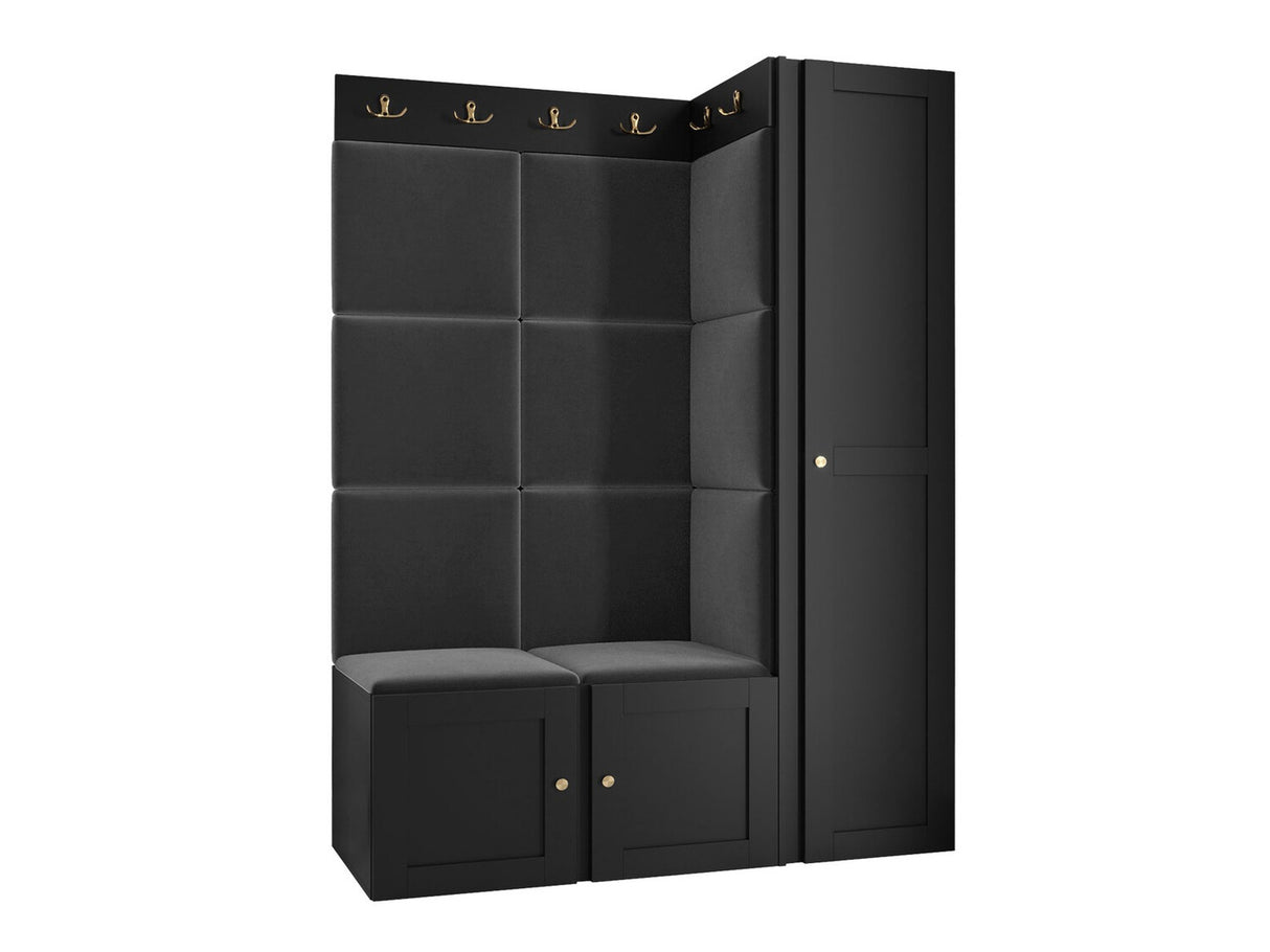 Előszoba garnitúra ORION RYFEL RAMIRO IX, Keret színe: Fekete, Puha falpanel színe: Manila 18