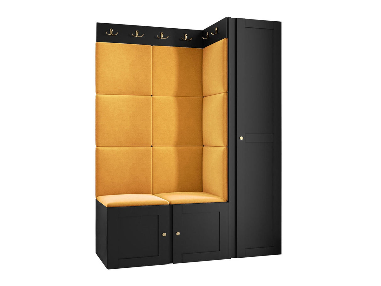 Előszoba garnitúra ORION RYFEL RAMIRO IX, Keret színe: Fekete, Puha falpanel színe: Manila 32