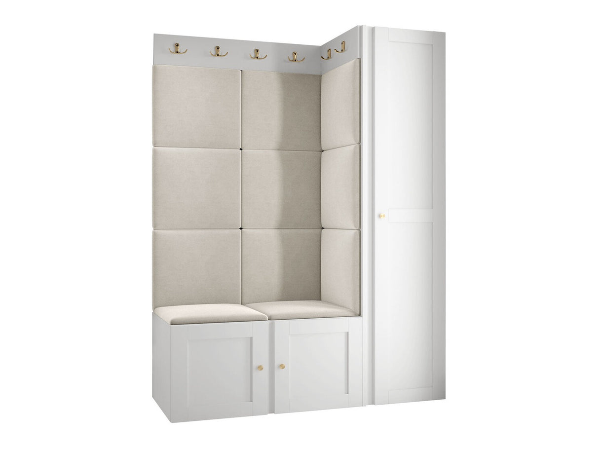 Előszoba garnitúra ORION RYFEL RAMIRO IX, Keret színe: Fehér, Puha falpanel színe: Manila 02