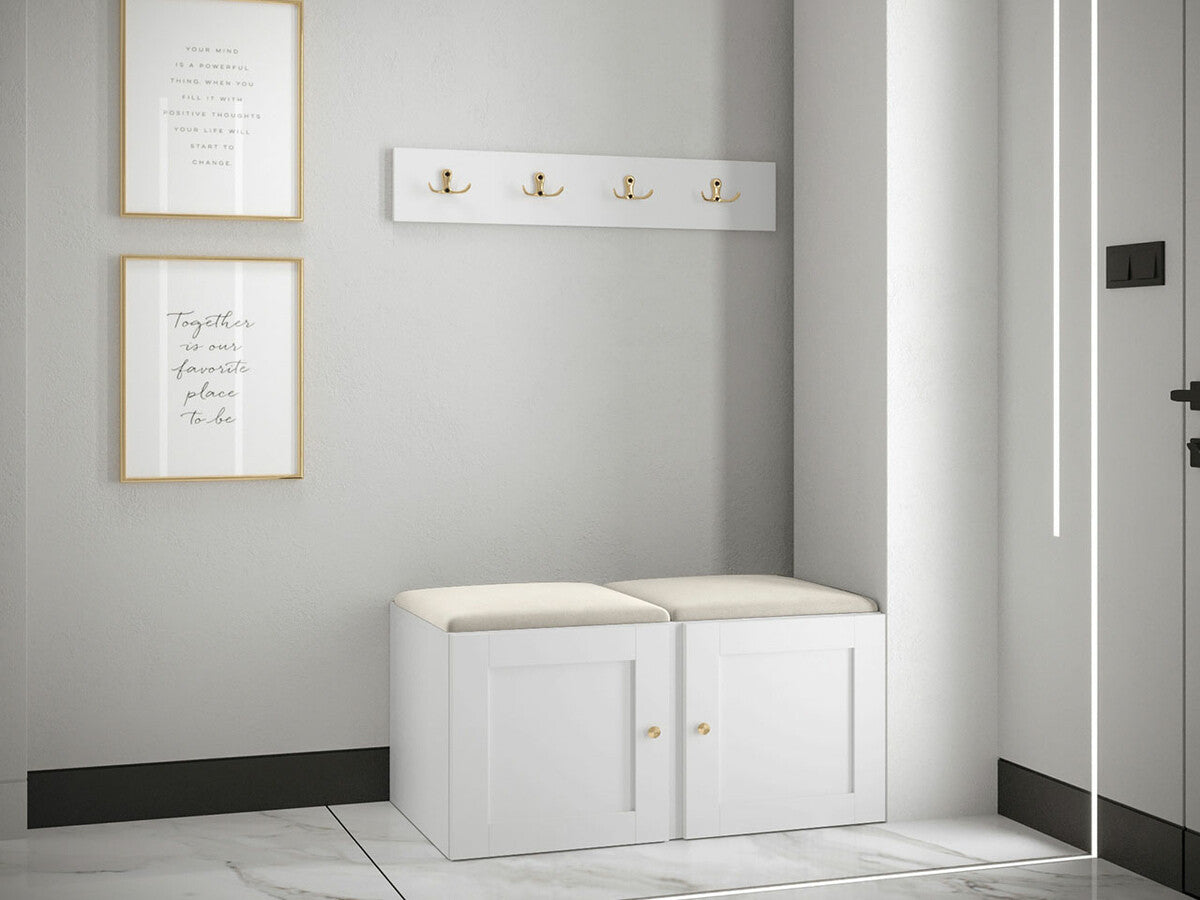 Előszoba garnitúra ORION RYFEL RAMIRO VI (Terospito), Keret színe: Fehér, Puha falpanel színe: Manila 02