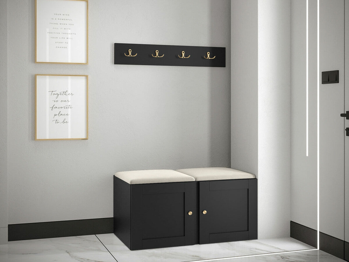 Előszoba garnitúra ORION RYFEL RAMIRO VI (Terospito), Keret színe: Fekete, Puha falpanel színe: Manila 02