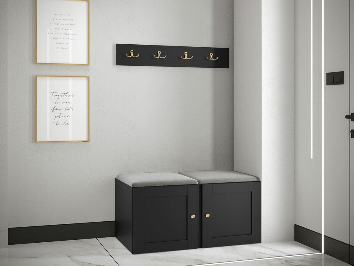 Előszoba garnitúra ORION RYFEL RAMIRO VI (Terospito), Keret színe: Fekete, Puha falpanel színe: Manila 16