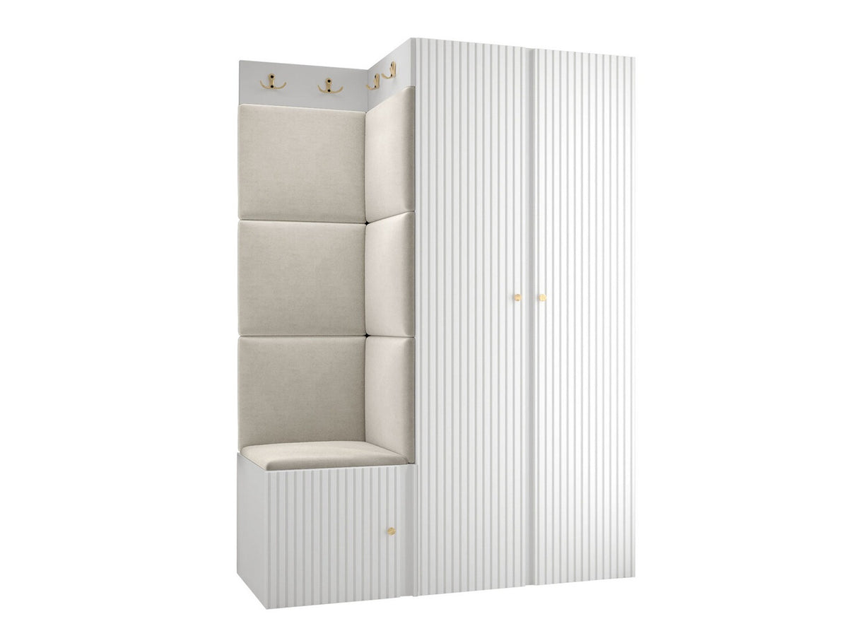 Előszoba garnitúra ORION RYFEL SLIM XXIII (Towiro), Keret színe: Fehér, Puha falpanel színe: Manila 02