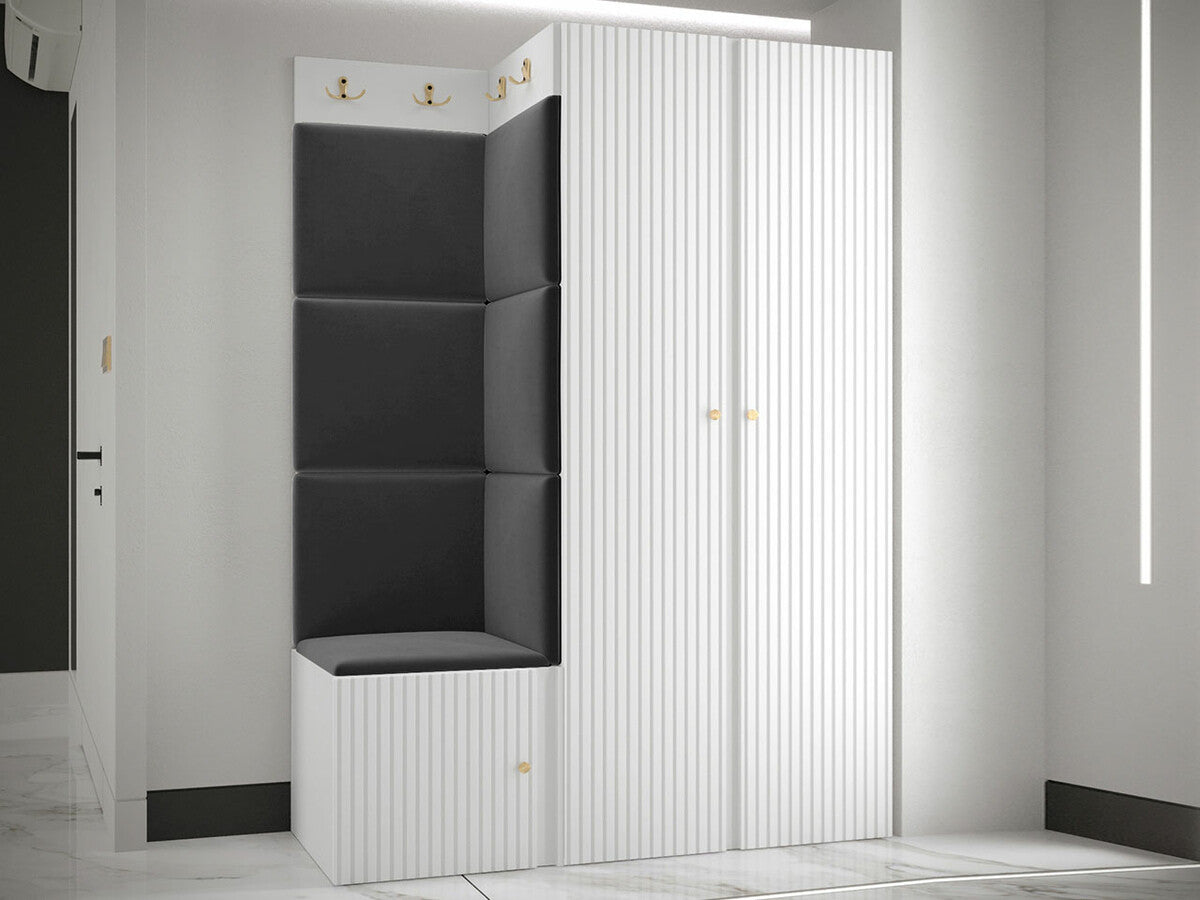 Előszoba garnitúra ORION RYFEL SLIM XXIII (Towiro), Keret színe: Fehér, Puha falpanel színe: Manila 18