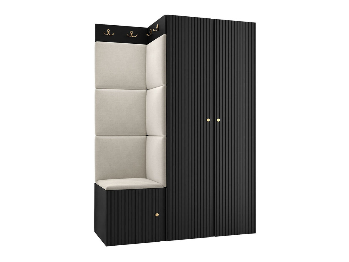 Előszoba garnitúra ORION RYFEL SLIM XXIII (Towiro), Keret színe: Fekete, Puha falpanel színe: Manila 02