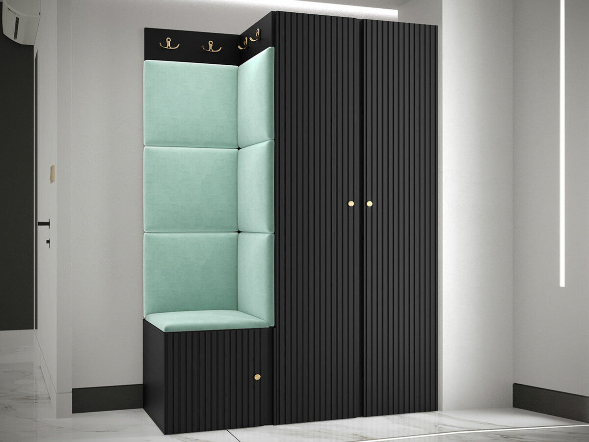 Előszoba garnitúra ORION RYFEL SLIM XXIII (Towiro), Keret színe: Fekete, Puha falpanel színe: Manila 11