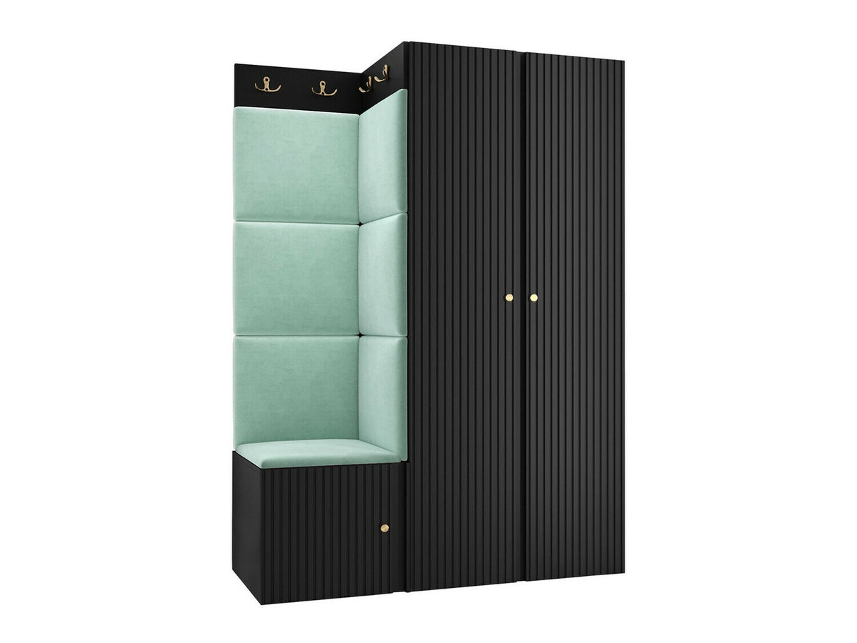 Előszoba garnitúra ORION RYFEL SLIM XXIII (Towiro), Keret színe: Fekete, Puha falpanel színe: Manila 11