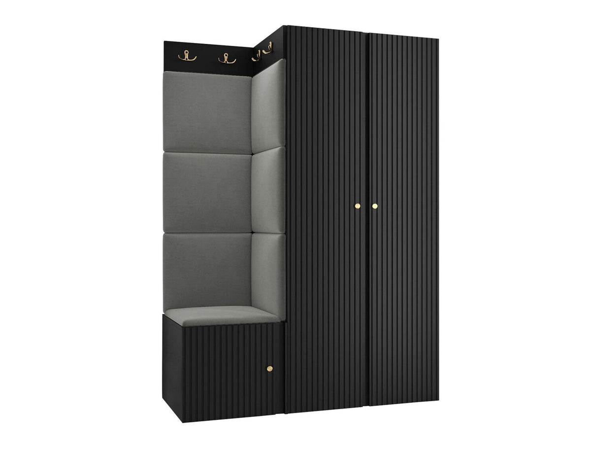 Előszoba garnitúra ORION RYFEL SLIM XXIII (Towiro), Keret színe: Fekete, Puha falpanel színe: Manila 16