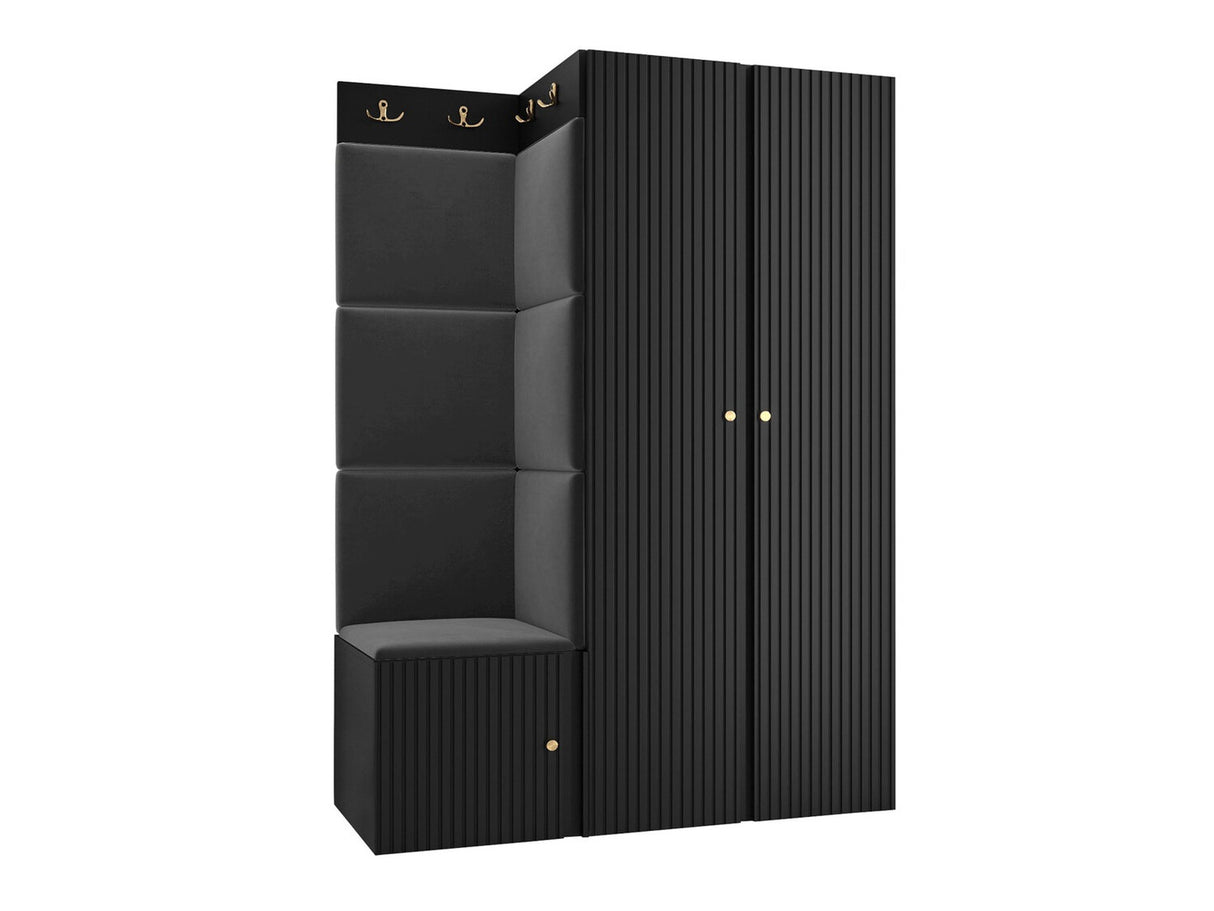 Előszoba garnitúra ORION RYFEL SLIM XXIII (Towiro), Keret színe: Fekete, Puha falpanel színe: Manila 18