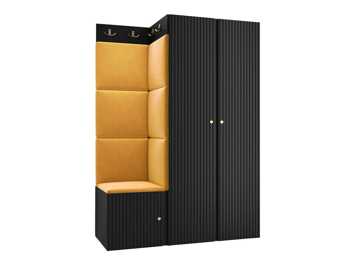 Előszoba garnitúra ORION RYFEL SLIM XXIII (Towiro), Keret színe: Fekete, Puha falpanel színe: Manila 32