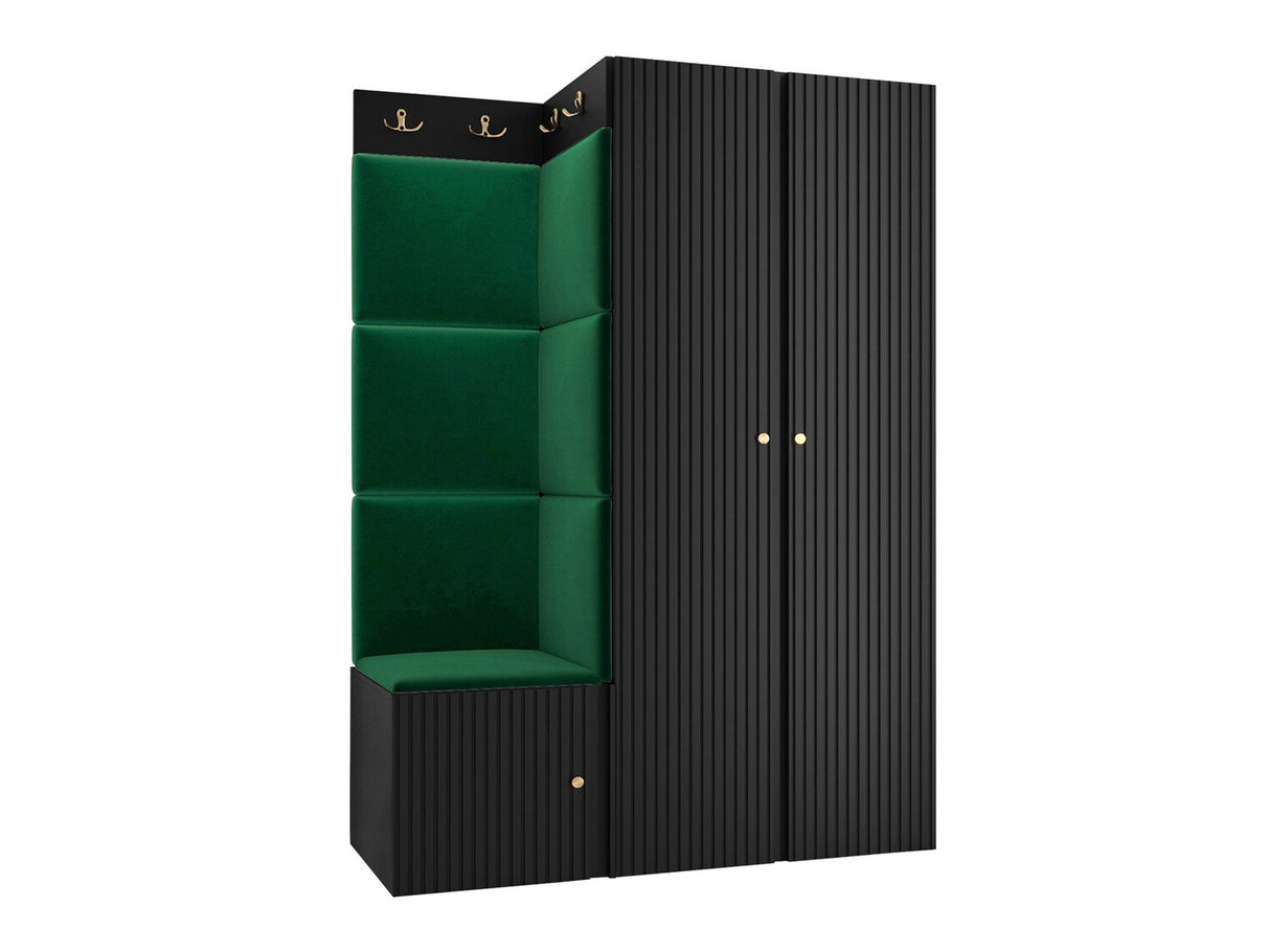 Előszoba garnitúra ORION RYFEL SLIM XXIII (Towiro), Keret színe: Fekete, Puha falpanel színe: Manila 35