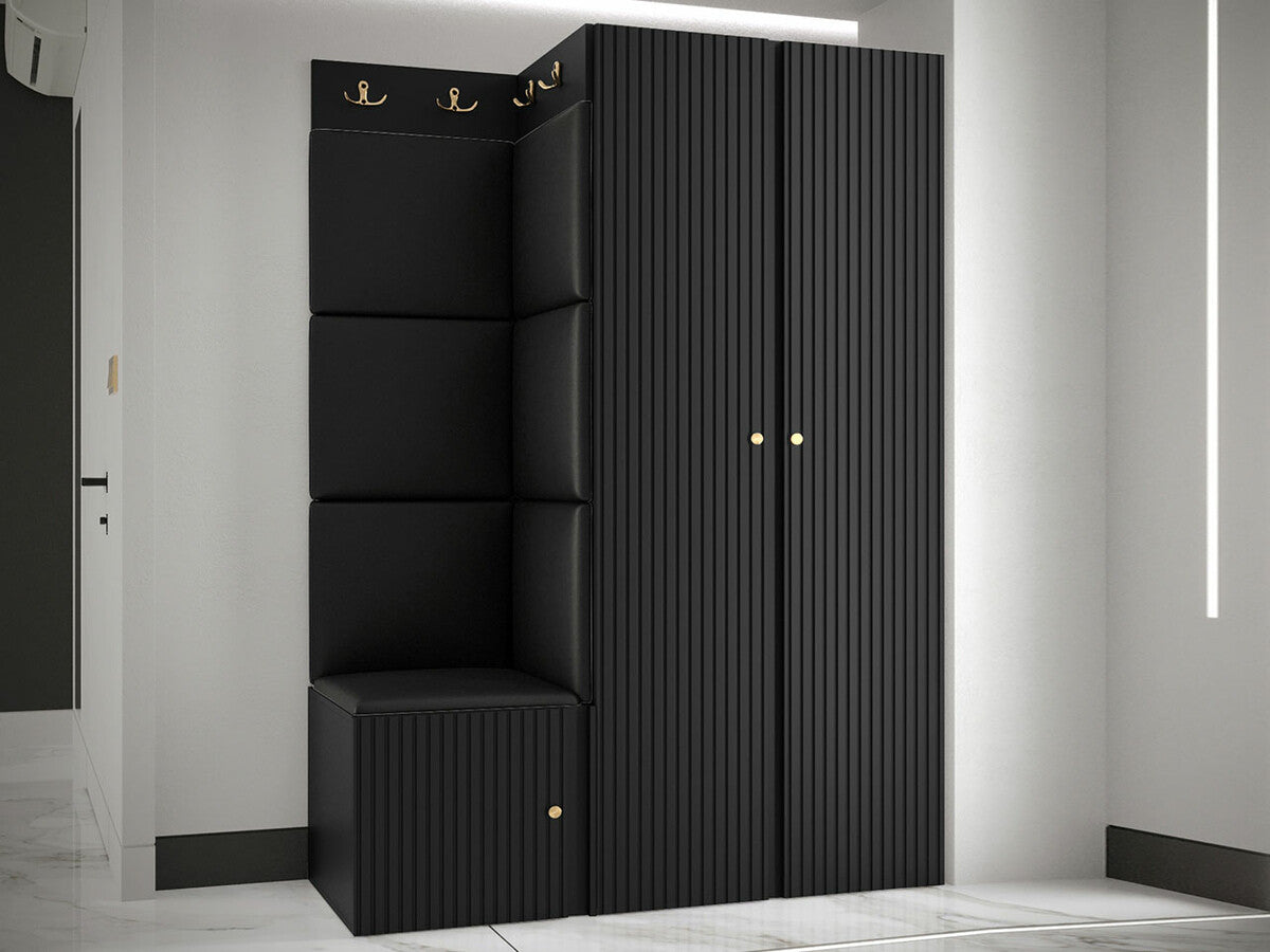 Előszoba garnitúra ORION RYFEL SLIM XXIII (Towiro), Keret színe: Fekete, Puha falpanel színe: Soft 011