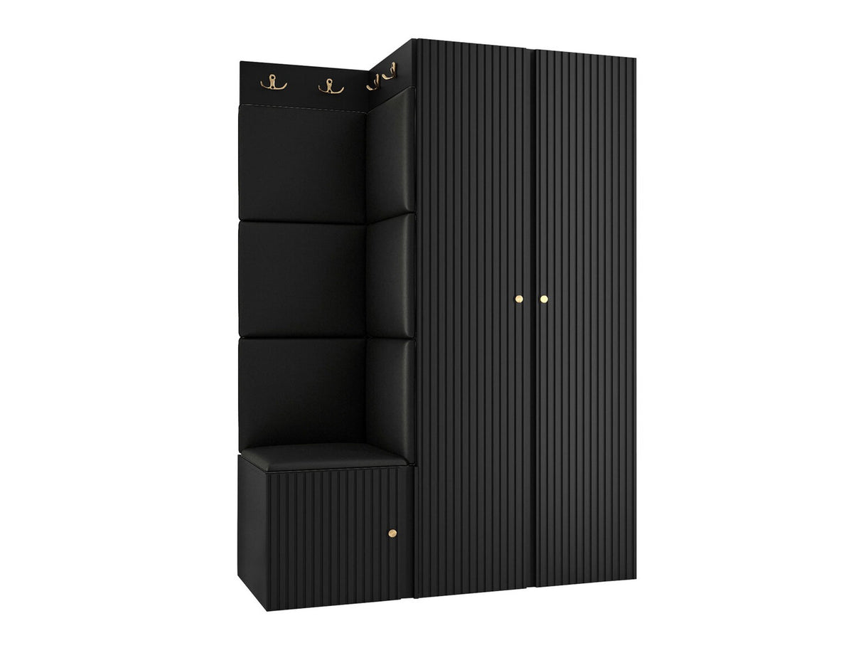 Előszoba garnitúra ORION RYFEL SLIM XXIII (Towiro), Keret színe: Fekete, Puha falpanel színe: Soft 011