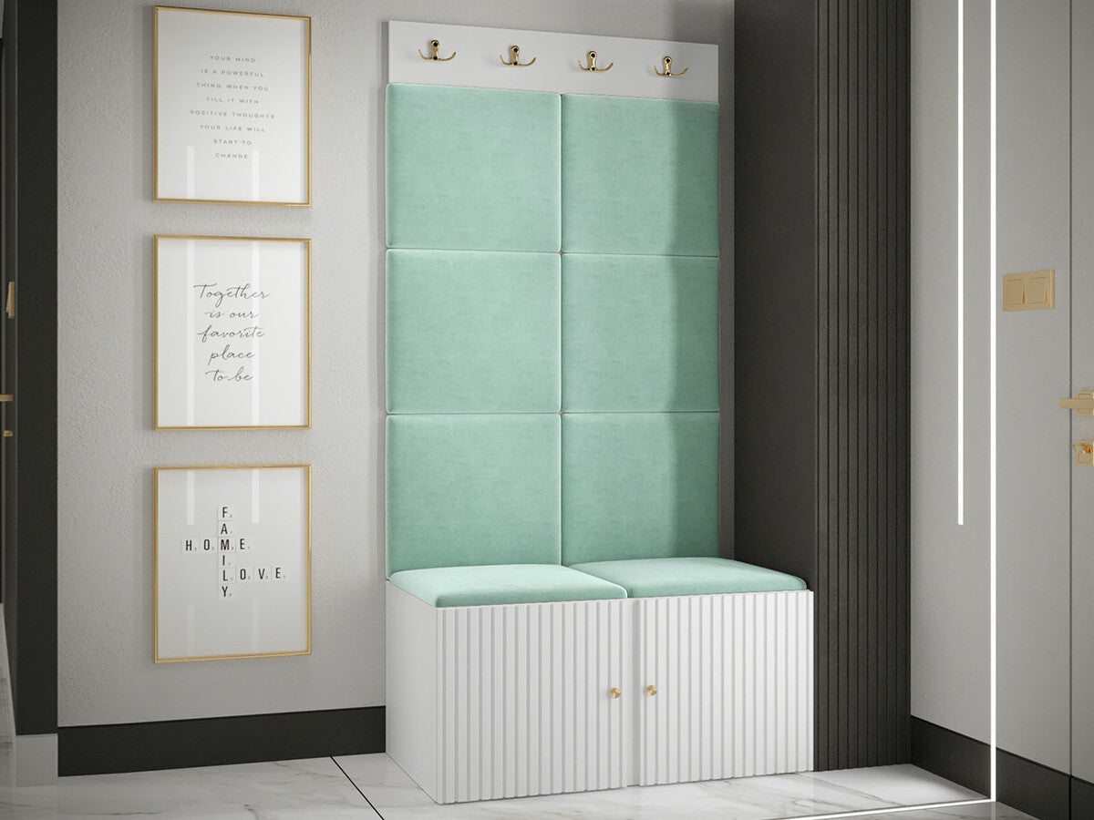 Előszoba garnitúra ORION RYFEL SLIM IV (Towiro), Keret színe: Fehér, Puha falpanel színe: Manila 11