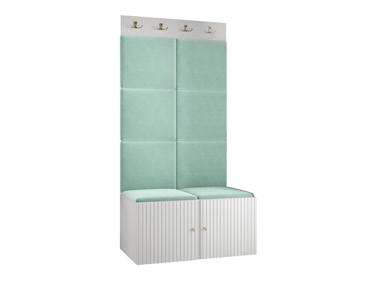 Előszoba garnitúra ORION RYFEL SLIM IV (Towiro), Keret színe: Fehér, Puha falpanel színe: Manila 11