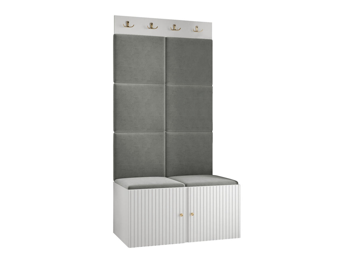 Előszoba garnitúra ORION RYFEL SLIM IV (Towiro), Keret színe: Fehér, Puha falpanel színe: Manila 16