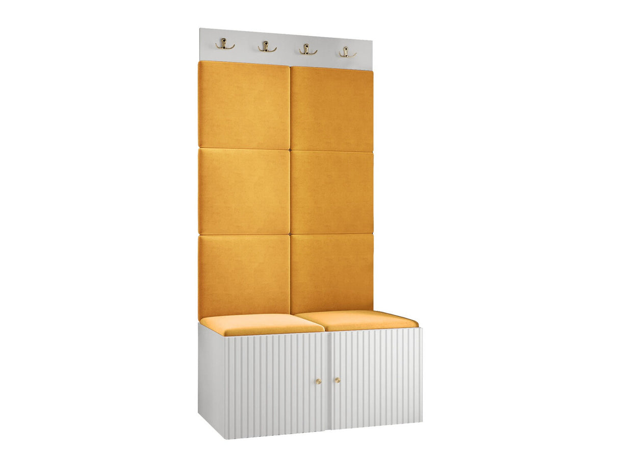 Előszoba garnitúra ORION RYFEL SLIM IV (Towiro), Keret színe: Fehér, Puha falpanel színe: Manila 32