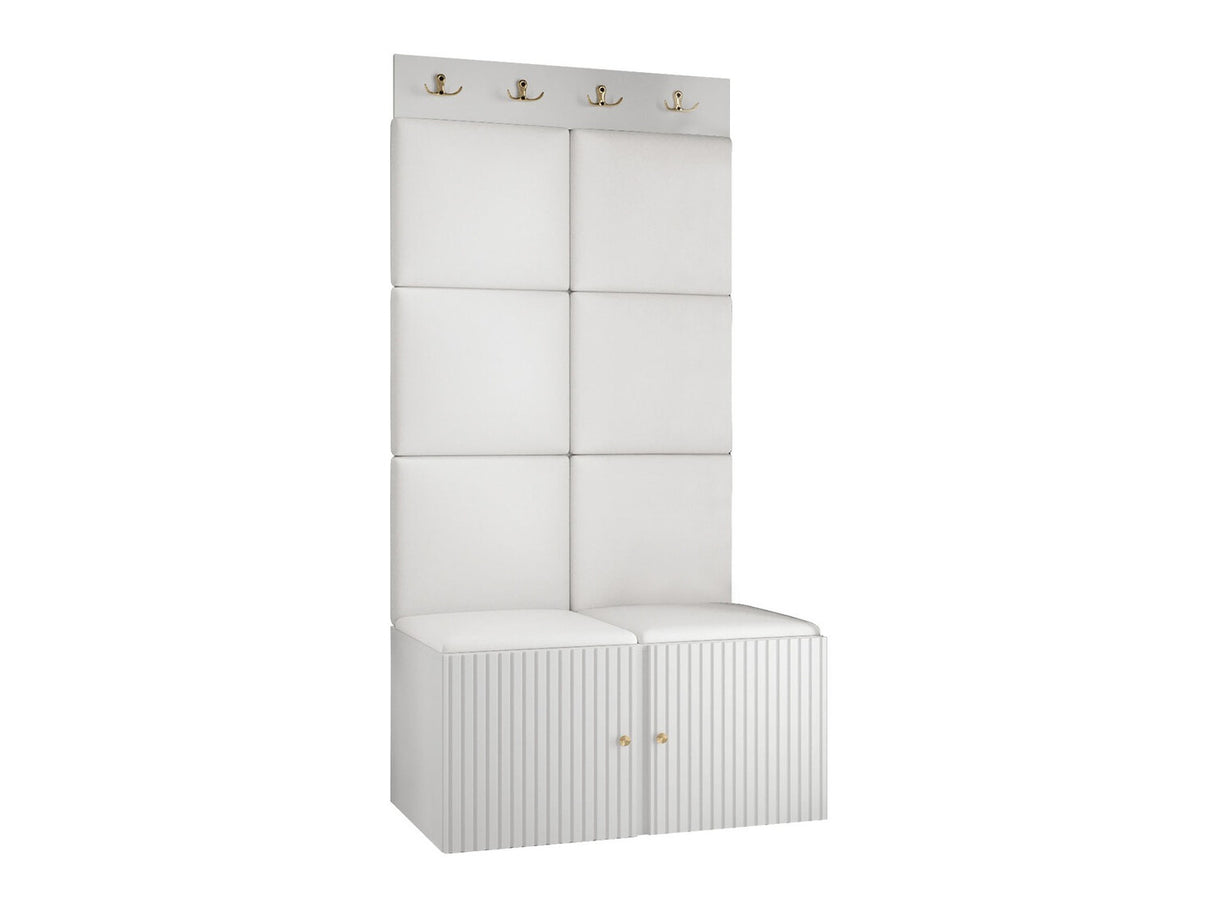 Előszoba garnitúra ORION RYFEL SLIM IV (Towiro), Keret színe: Fehér, Puha falpanel színe: Soft 017