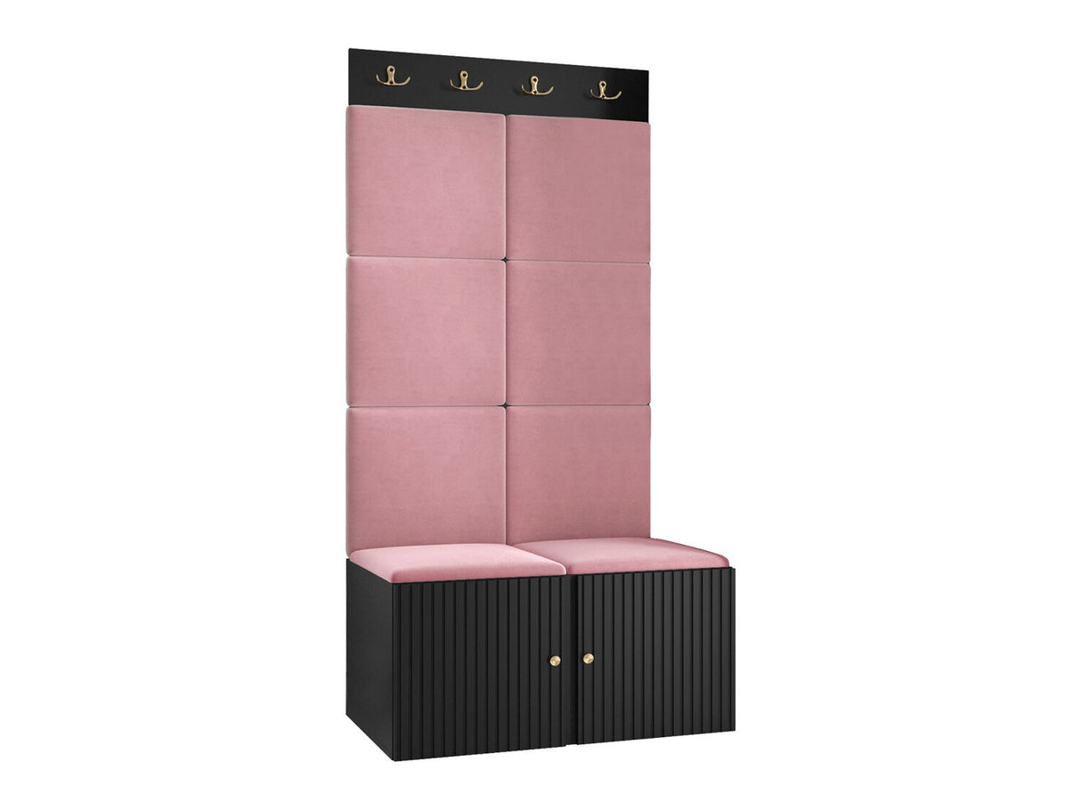 Előszoba garnitúra ORION RYFEL SLIM IV (Towiro), Keret színe: Fekete, Puha falpanel színe: Manila 09