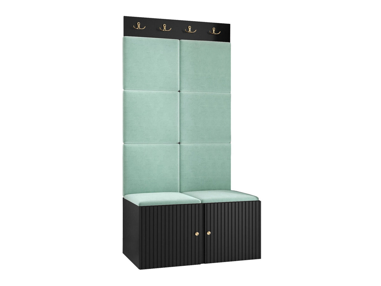 Előszoba garnitúra ORION RYFEL SLIM IV (Towiro), Keret színe: Fekete, Puha falpanel színe: Manila 11