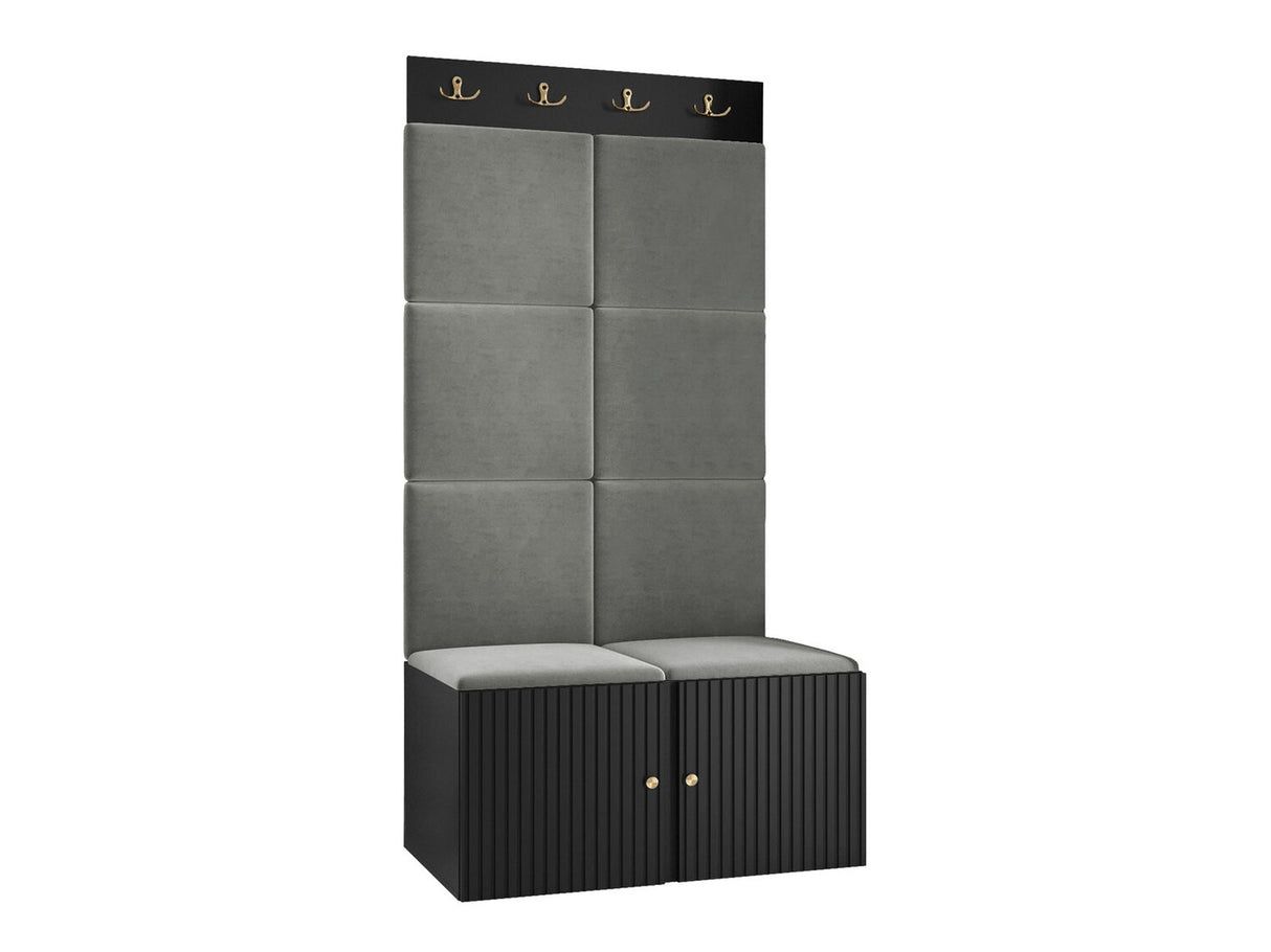 Előszoba garnitúra ORION RYFEL SLIM IV (Towiro), Keret színe: Fekete, Puha falpanel színe: Manila 16