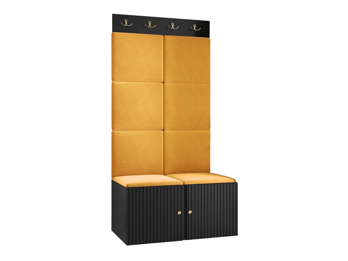 Előszoba garnitúra ORION RYFEL SLIM IV (Towiro), Keret színe: Fekete, Puha falpanel színe: Manila 32