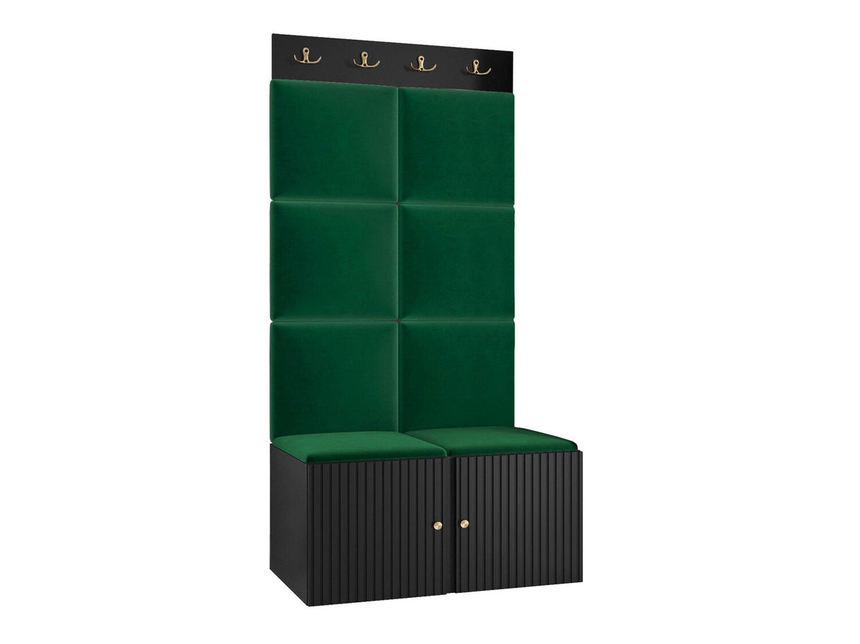 Előszoba garnitúra ORION RYFEL SLIM IV (Towiro), Keret színe: Fekete, Puha falpanel színe: Manila 35